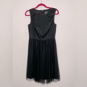 Adrianna Papell A-line Swiss Dot Pleated Tulle Dress Black |